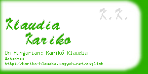 klaudia kariko business card